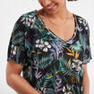 T-shirt col en V manches courtes noir femme