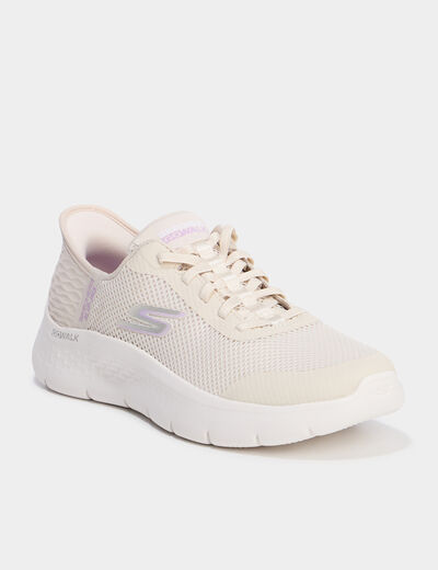 Baskets running lacets élastiqués sable femme