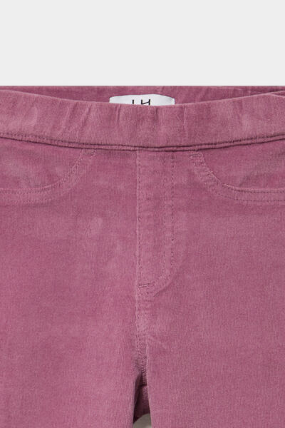 Tregging flare stretch effet velours rose poudr&eacute;e fille