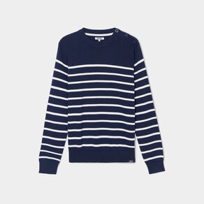 Pull marinière col rond Creeks bleu marine homme