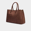 Sac &agrave; main rectangulaire effet su&eacute;dine marron fonc&eacute; femme
