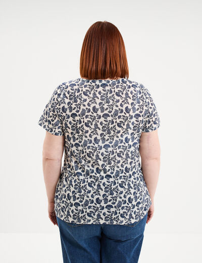 T-shirt manches courtes ecru femme grande taille