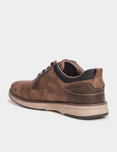 Derbies à lacets effet similicuir marron homme