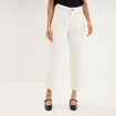 Pantalon balloon 7/8&egrave;me coton ecru femme