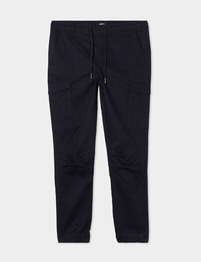 Pantalon cargo slim bleu fonc&eacute; homme