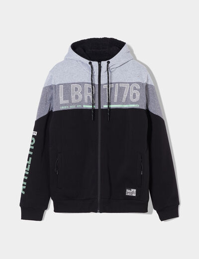 Sweat hoodie zippé à capuche Liberto noir homme