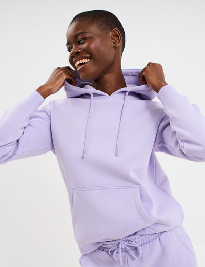 Sweat hoodie molleton &agrave; capuche parme femme