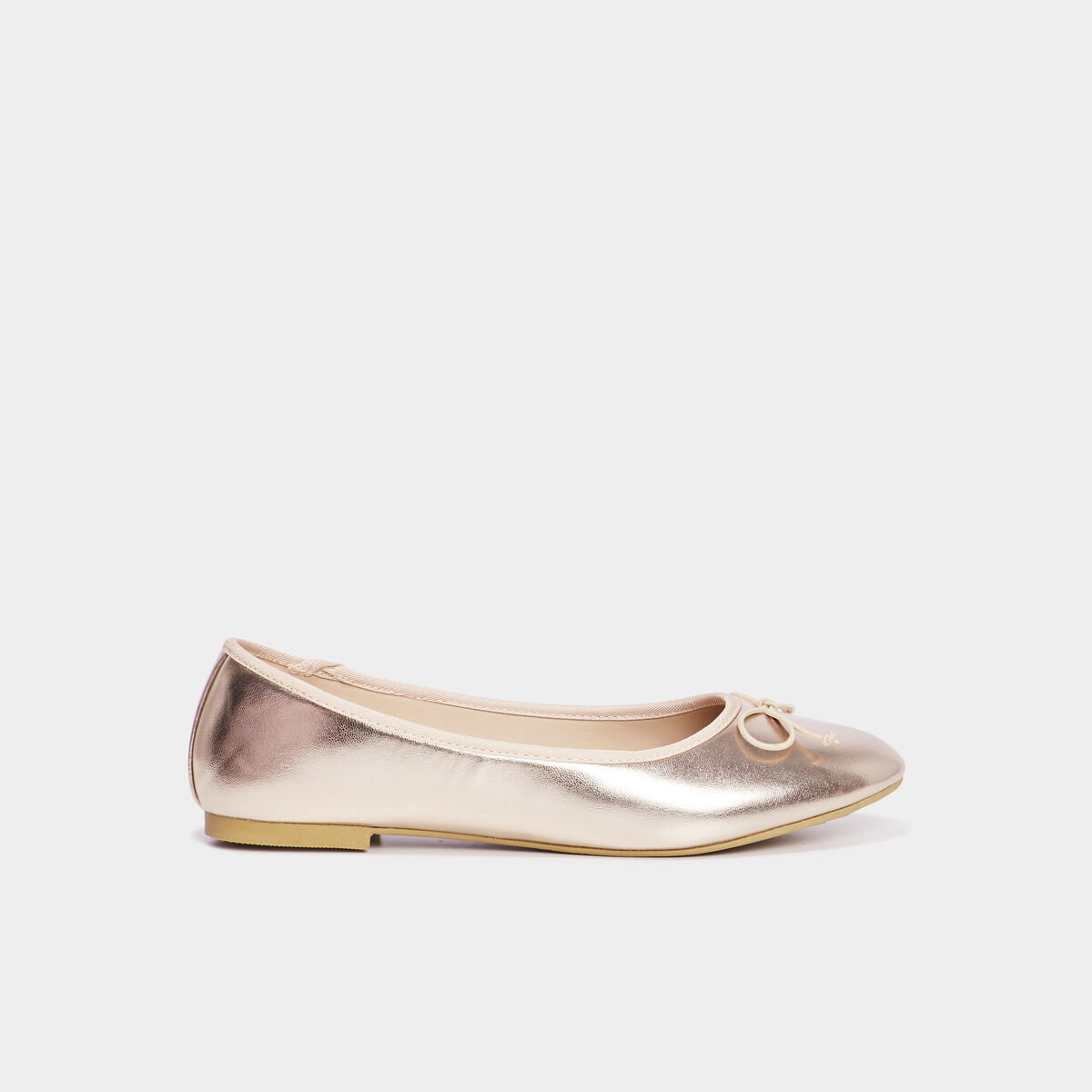 Ballerines plates m&eacute;tallis&eacute;es jaune or femme