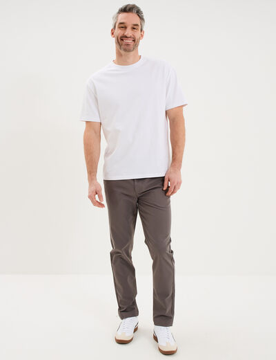 Pantalon chino droit extensible gris fonc&eacute; homme