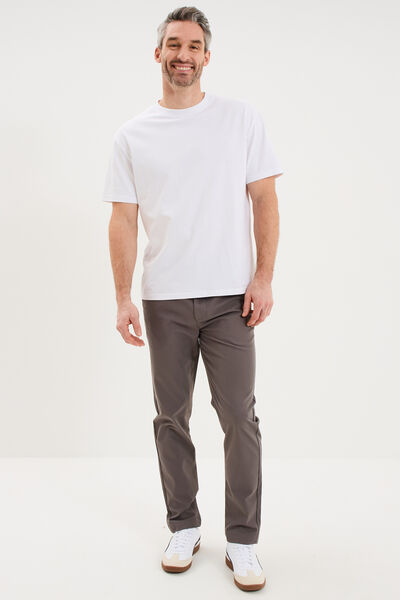Pantalon chino droit extensible gris fonc&eacute; homme