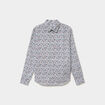 Chemise droite imprim&eacute;e manches longues ecru homme