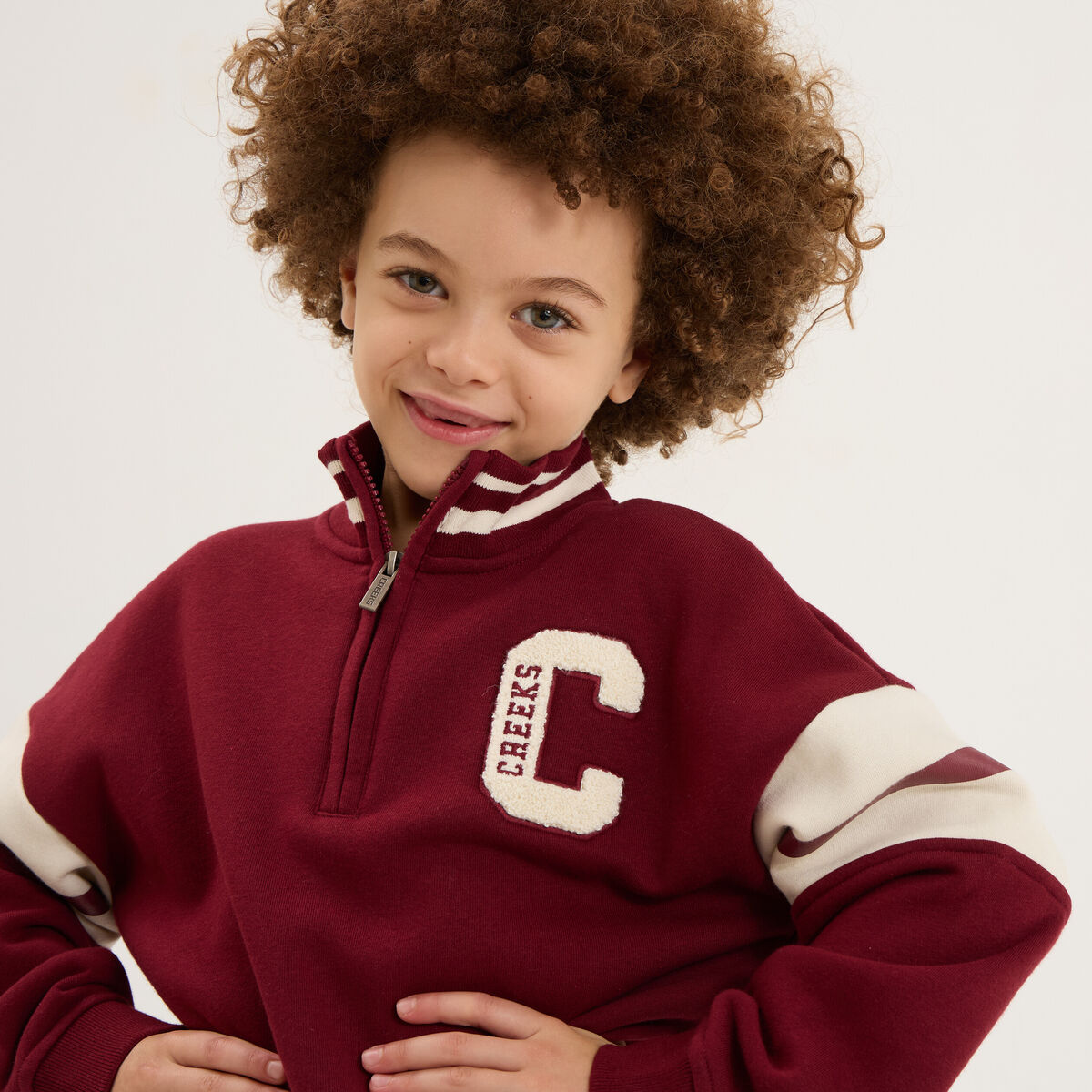 Sweat col camionneur oversize bordeaux gar&ccedil;on