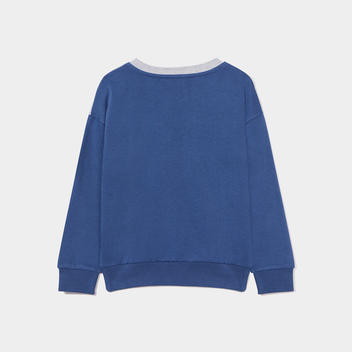 Sweat print col rond manches longues bleu foncé garçon