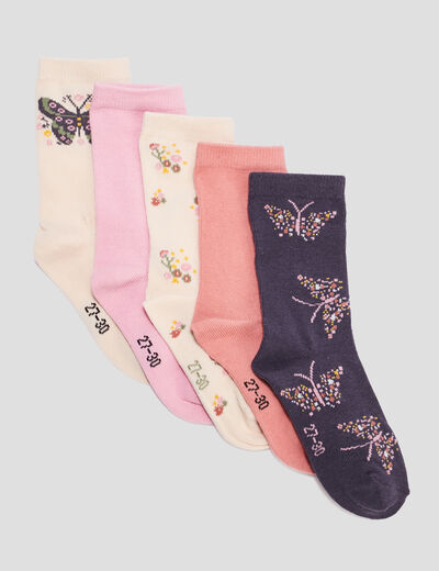 Lot 5 paires chaussettes coton multicolore fille