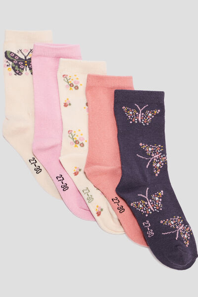 Lot 5 paires chaussettes coton multicolore fille