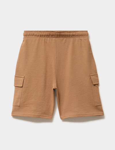Short cargo molleton taille &eacute;lastiqu&eacute;e marron gar&ccedil;on