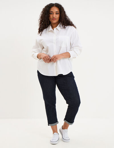 Chemise oversize manches longues coton blanc femme grande taille