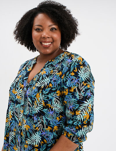 Robe évasée manches longues noir femme grande taille