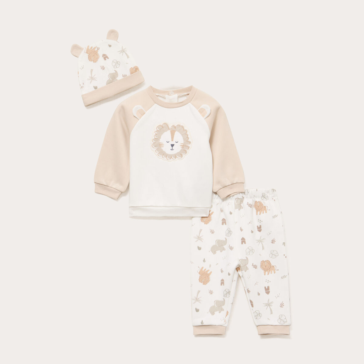 Ensemble 3 pi&egrave;ces avec sweat et pantalon blanc b&eacute;b&eacute;
