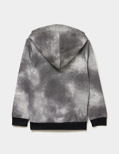 Sweat zipp&eacute; &agrave; capuche molleton imprim&eacute; noir gar&ccedil;on