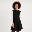 Robe maille sans manches corolle courte noir femme