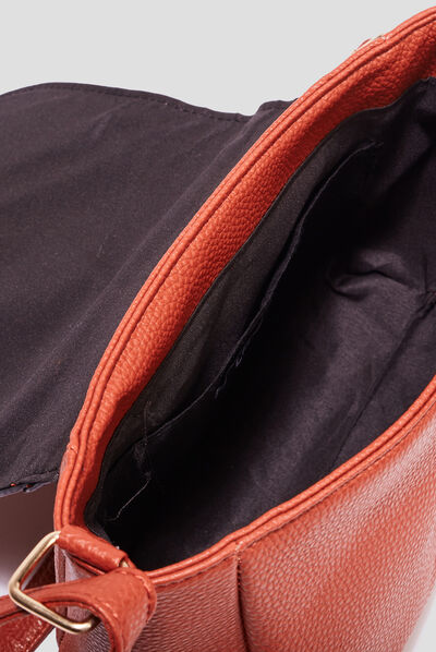 Sac bandoulière rabat avec détail tressé orange foncé femme