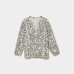 Blouse ajour&eacute;e manches 3/4 col en V ecru femme
