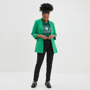 Veste blazer manches 3/4 droite vert émeraude femme