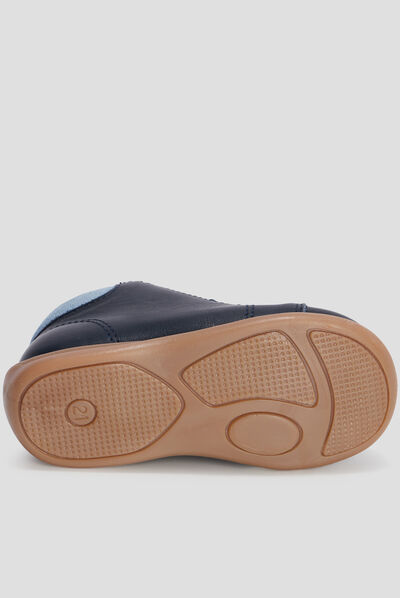 Bottillons en cuir à lacets bleu marine bébé garçon