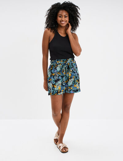 Short ample fluide noir femme