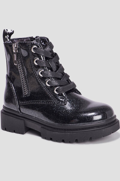 Bottines crant&eacute;es &agrave; paillettes noir fille