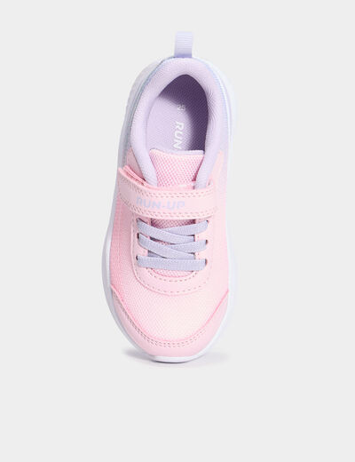 Baskets running à scratchs rose fille