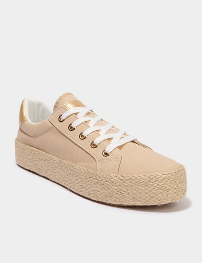 Tennis basses toile plateformes sable femme