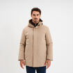 Parka mi-longue &agrave; capuche taupe homme