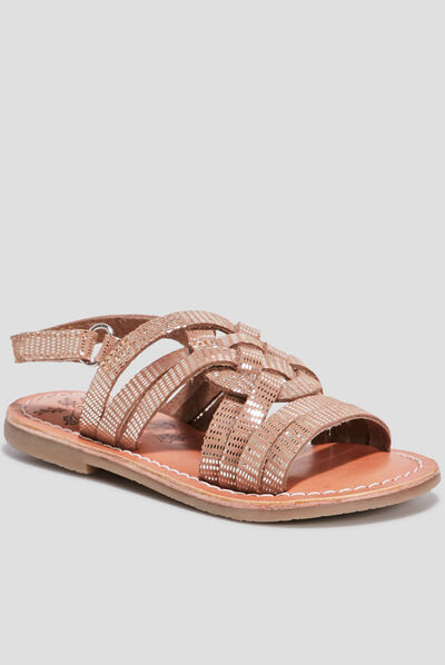 Sandales en cuir couleur bronze fille