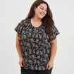 Blouse plumetis manches courtes noir femme grande taille
