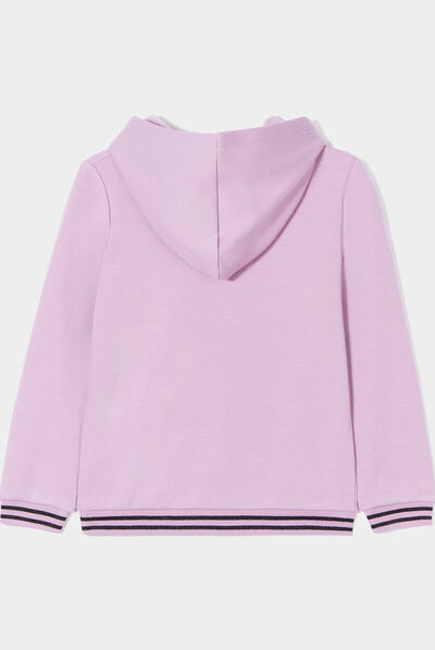 Sweat à capuche hoodie détails sequins parme fille