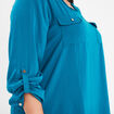 Blouse effet satin col tunisien bleu canard femme grande taille