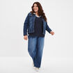 Pull effet 2-en-1 avec manches 3/4 bleu marine femme grande taille