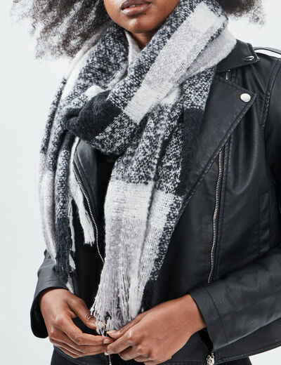 Écharpe à franges gris femme