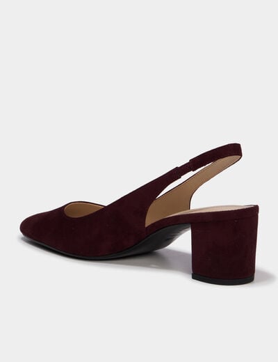 Escarpins slingback &agrave; talons en su&eacute;dine bordeaux femme