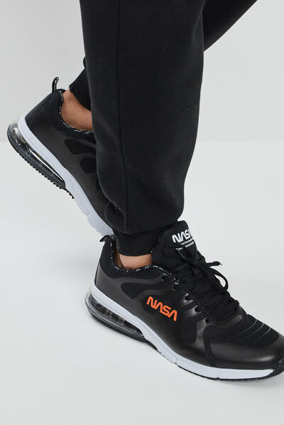 Baskets running à lacets NASA noir homme
