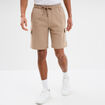 Bermuda cargo molleton taille &eacute;lastiqu&eacute;e taupe homme