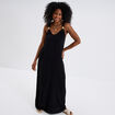 Robe longue bretelles bijoux noir femme