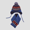 Ensemble bonnet et écharpe bleu marine bébé