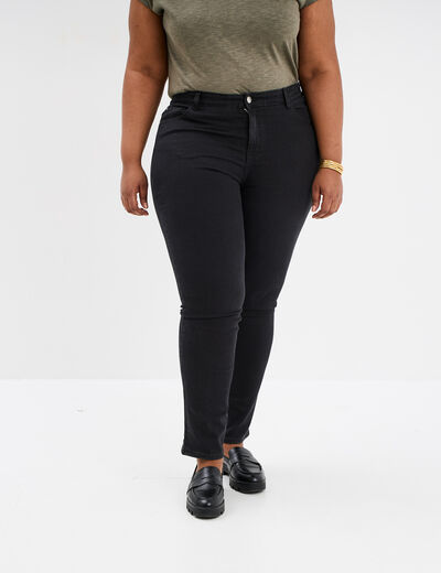 Jeans slim taille haute 5 poches denim noir femme grande taille