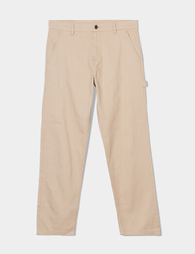 Pantalon droit taille standard en coton sable homme