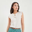 Chemise sans manches avec cordons blanc femme