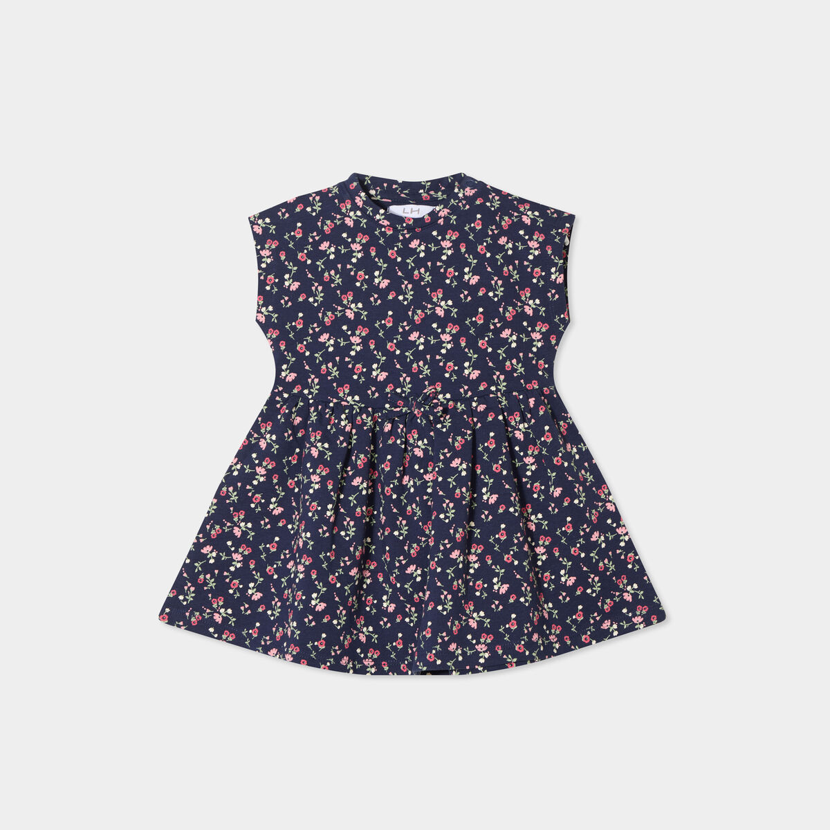 Robe patineuse manches courtes bleu marine bébé fille