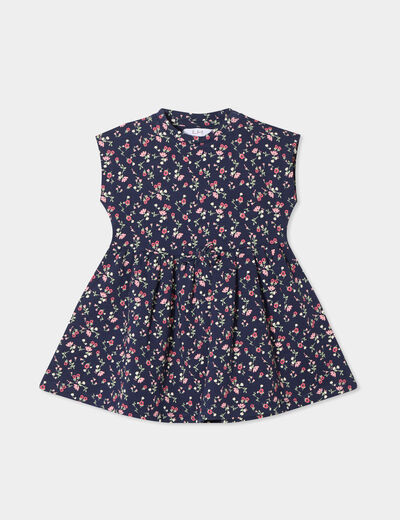 Robe patineuse manches courtes bleu marine bébé fille